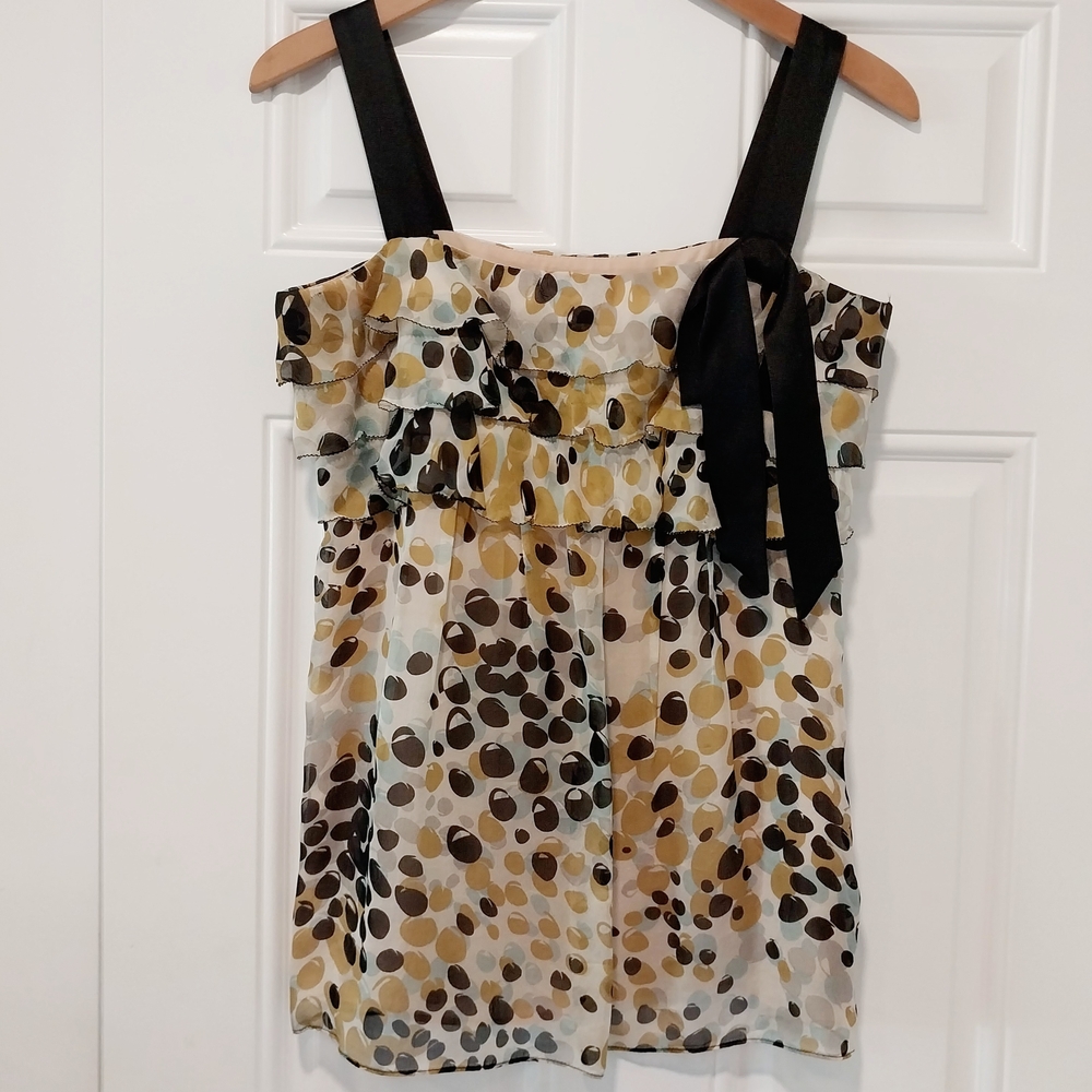 Milly of New York Ruffle Dot Blouse Tank